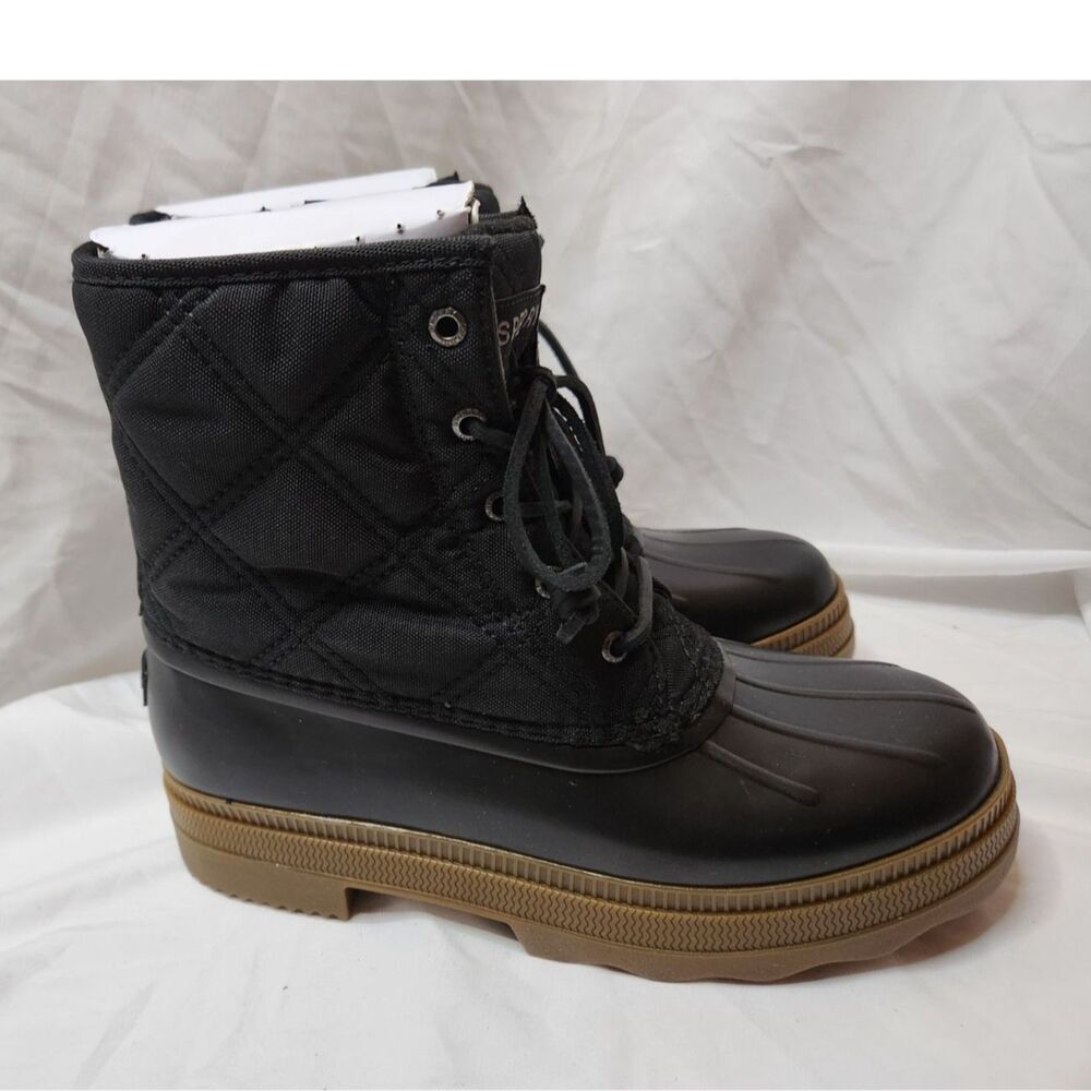 Sperry Saltwater 2.0 Lace‑Up Plush Step Boot Women’s 9.5 Black